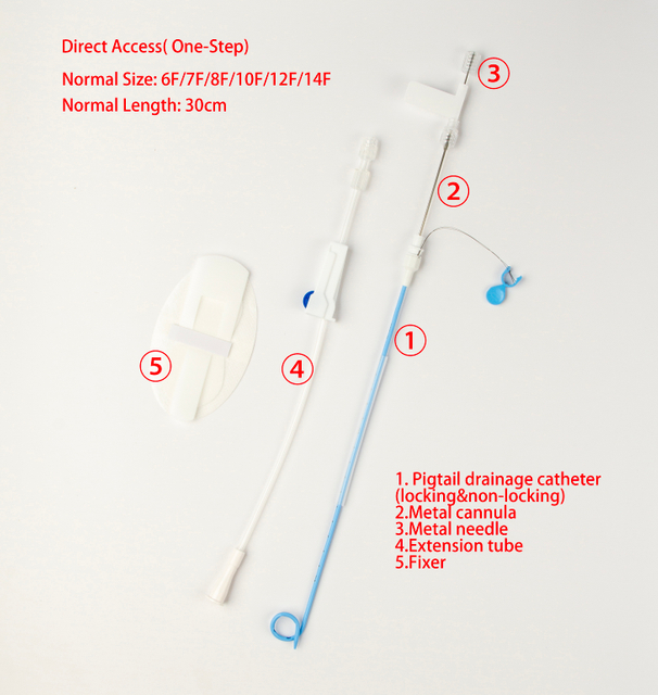 CE/ISO Approved Direct Access Seldinger Technique Biliary Drainage Intemal And External Drainage Kit Pigtail Drainage Catheter